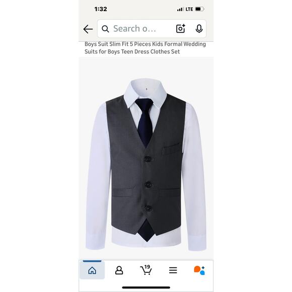 Boys Charcoal Grey Suit Kretenier Size 10 - 5 Pieces With Tie - Pants, Vest, - Picture 4 of 17